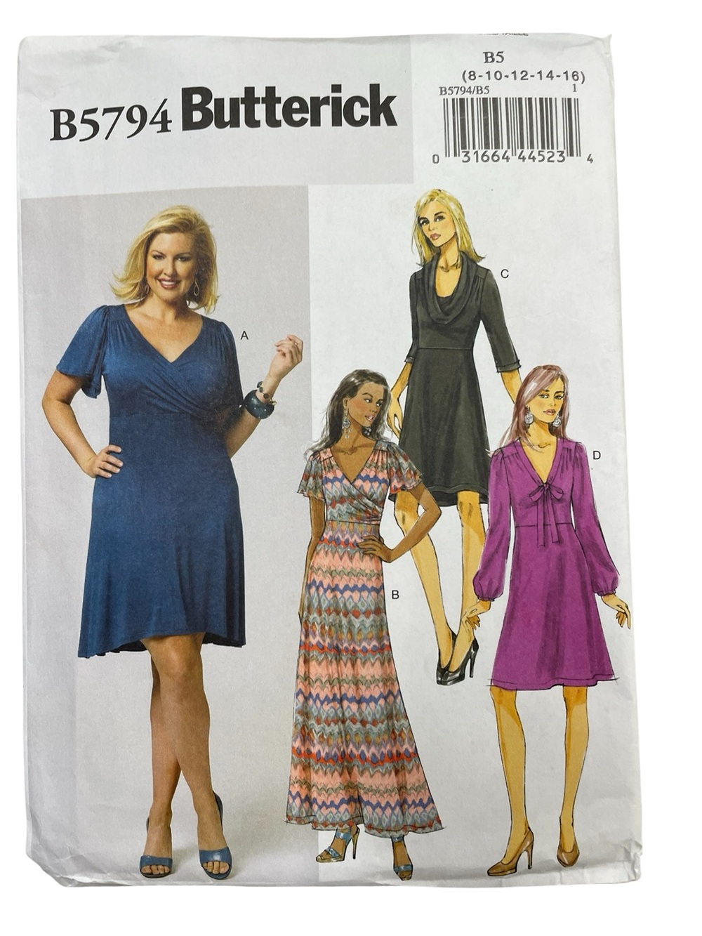 Butterick 5794 Easy Pullover Dress Four Options Misses' 8-16 Pattern Uncut Plus